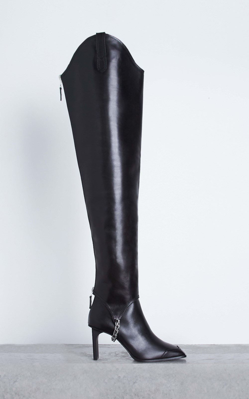 harness thigh high boots