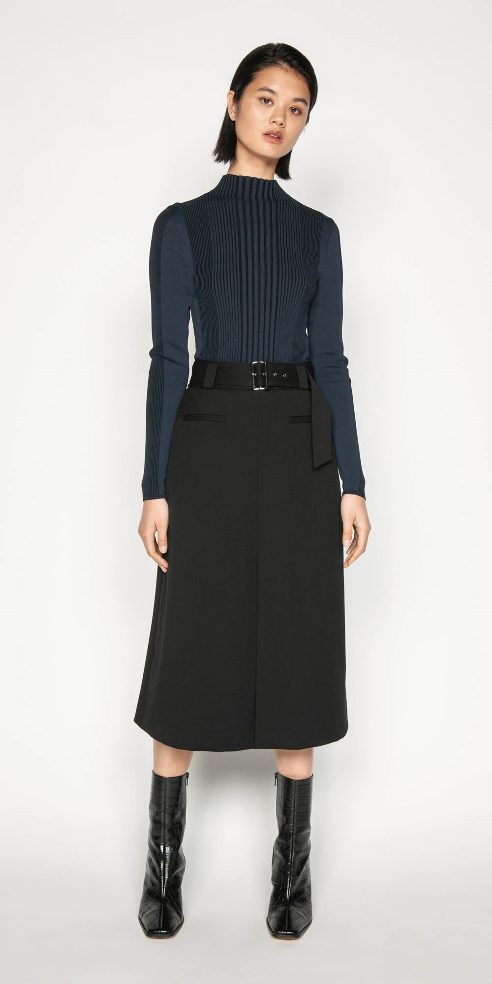 Belted Twill Midi Skirt | Buy Skirts Online - Cue