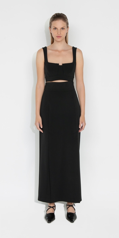 Sale | Stretch Tech Column Skirt | 990 Black
