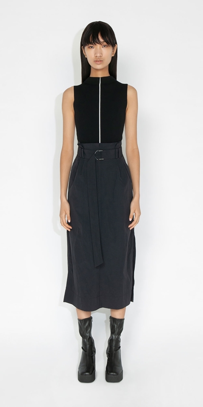 Skirts | Recycled Nylon Paper Bag Skirt | 990 Black