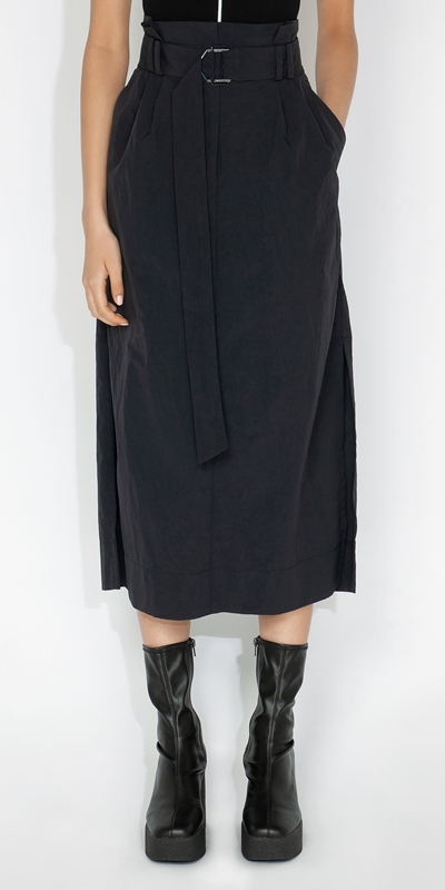 New Arrivals  | Recycled Nylon Paper Bag Skirt | 990 Black