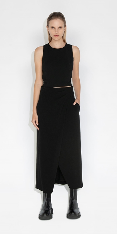 Sale | Tucked Wrap Skirt | 990 Black