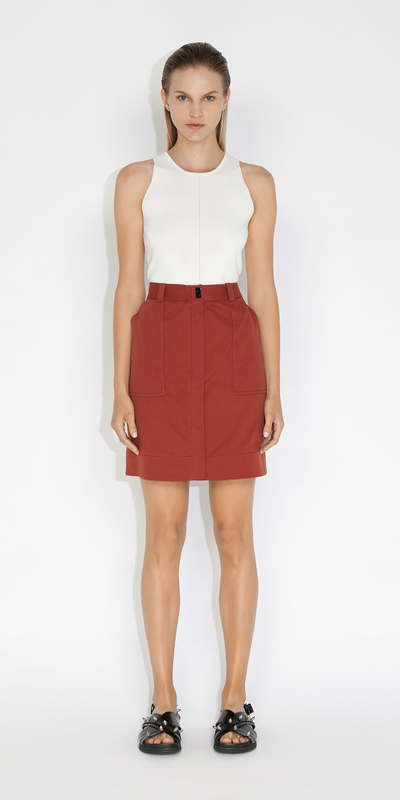 Sale | Cotton A-Line Skirt | 285 Rust