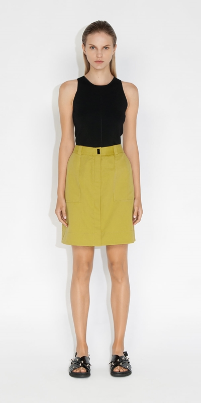 Sale | Cotton A-Line Skirt | 296 Citron