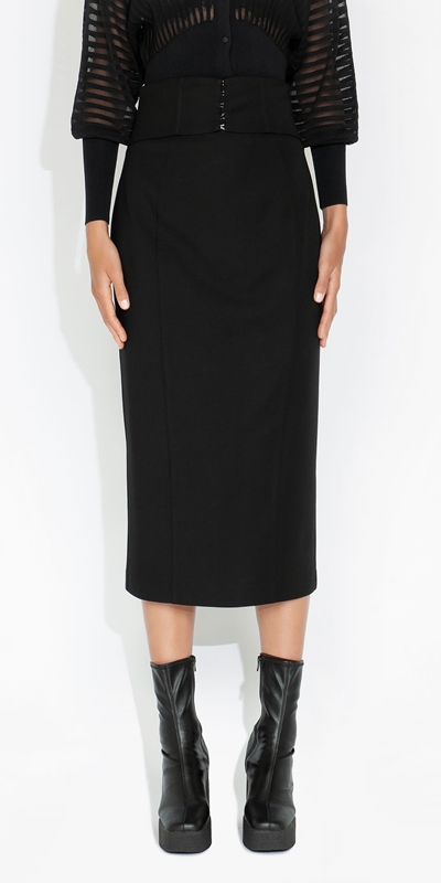Wear to Work  | Corset Pencil Skirt | 990 Black