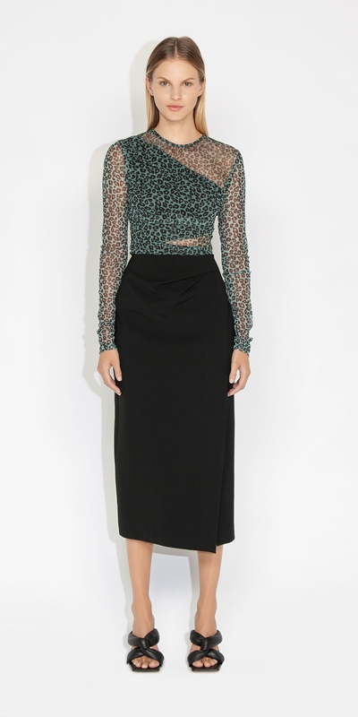 Wear to Work | Wrap Front Skirt | 990 Black