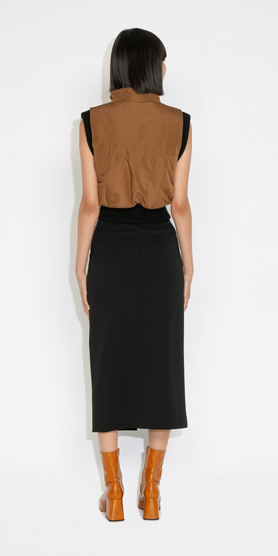 Skirts | Waisted Column Skirt | 990 Black