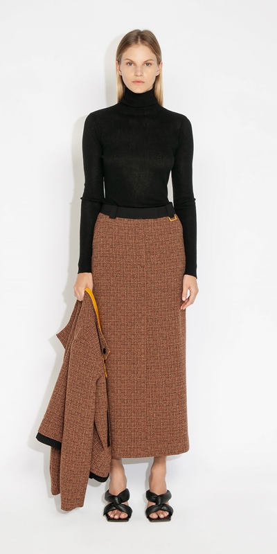 Skirts | Crosshatch Boucle Column Skirt