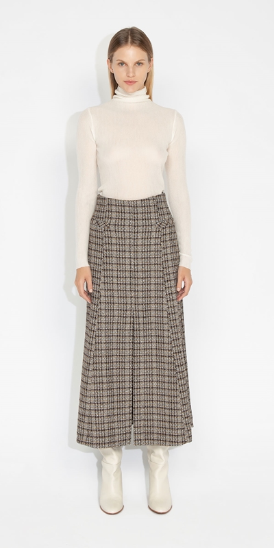 Sale | Check Jacquard Skirt | 621 Aubergine