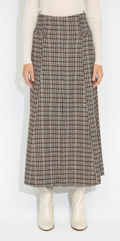 Made in Australia  | Check Jacquard Skirt | 621 Aubergine