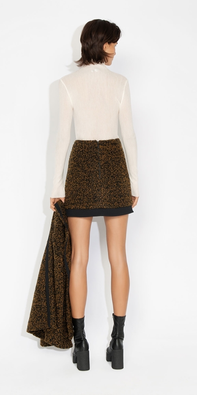 Skirts | Melange Boucle Mini Skirt | 981 Black Gold