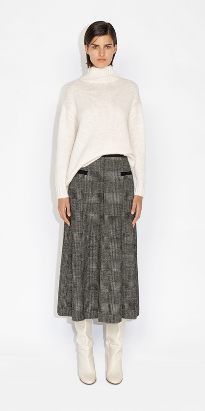 Made in Australia | Tweed Check Skirt | 979 Black Melange
