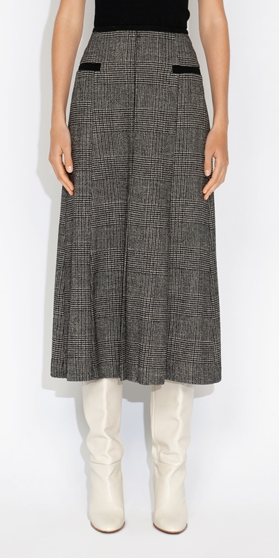 Made in Australia  | Tweed Check Skirt | 979 Black Melange