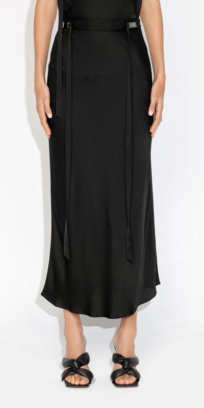 Made in Australia  | Satin Bias Skirt | 990 Black