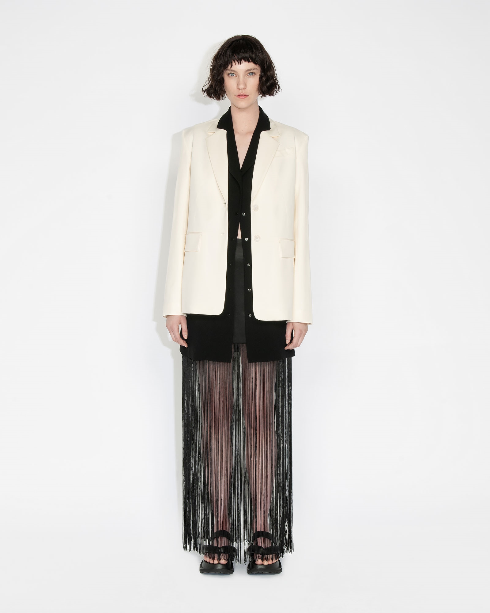 Sale | Satin Fringe Skirt | 990 Black