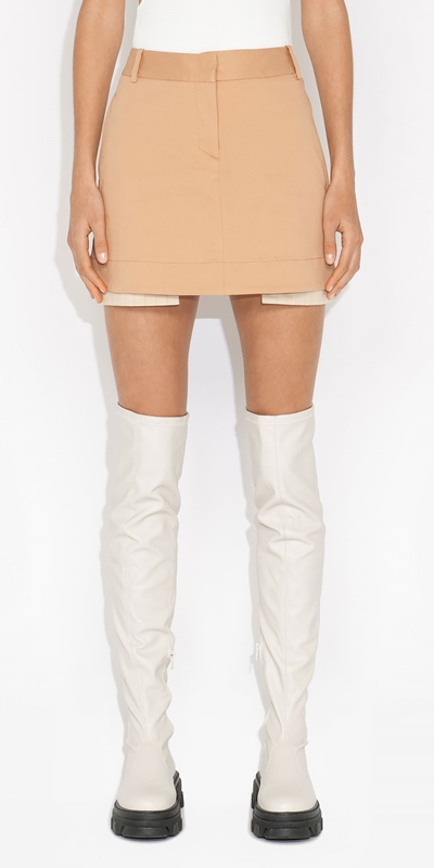 Made in Australia  | Organic Cotton Micro Mini Skirt | 857 Light Clay