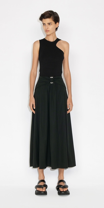 Skirts | Draped Midi Skirt | 990 Black