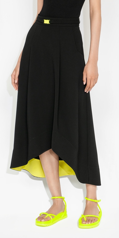 Wear to Work  | Belted Midi Skirt | 990 Black