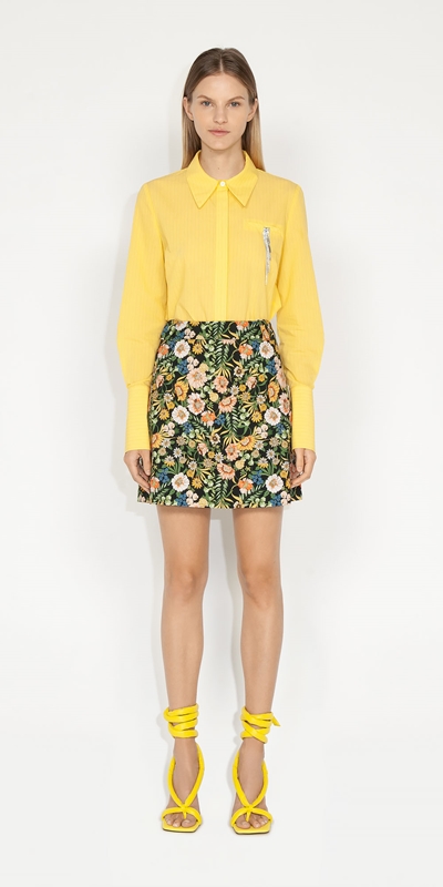 Sale | Spring Floral Faille Mini Skirt | 333 Fern