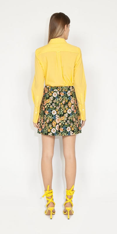 Skirts | Spring Floral Faille Mini Skirt | 333 Fern