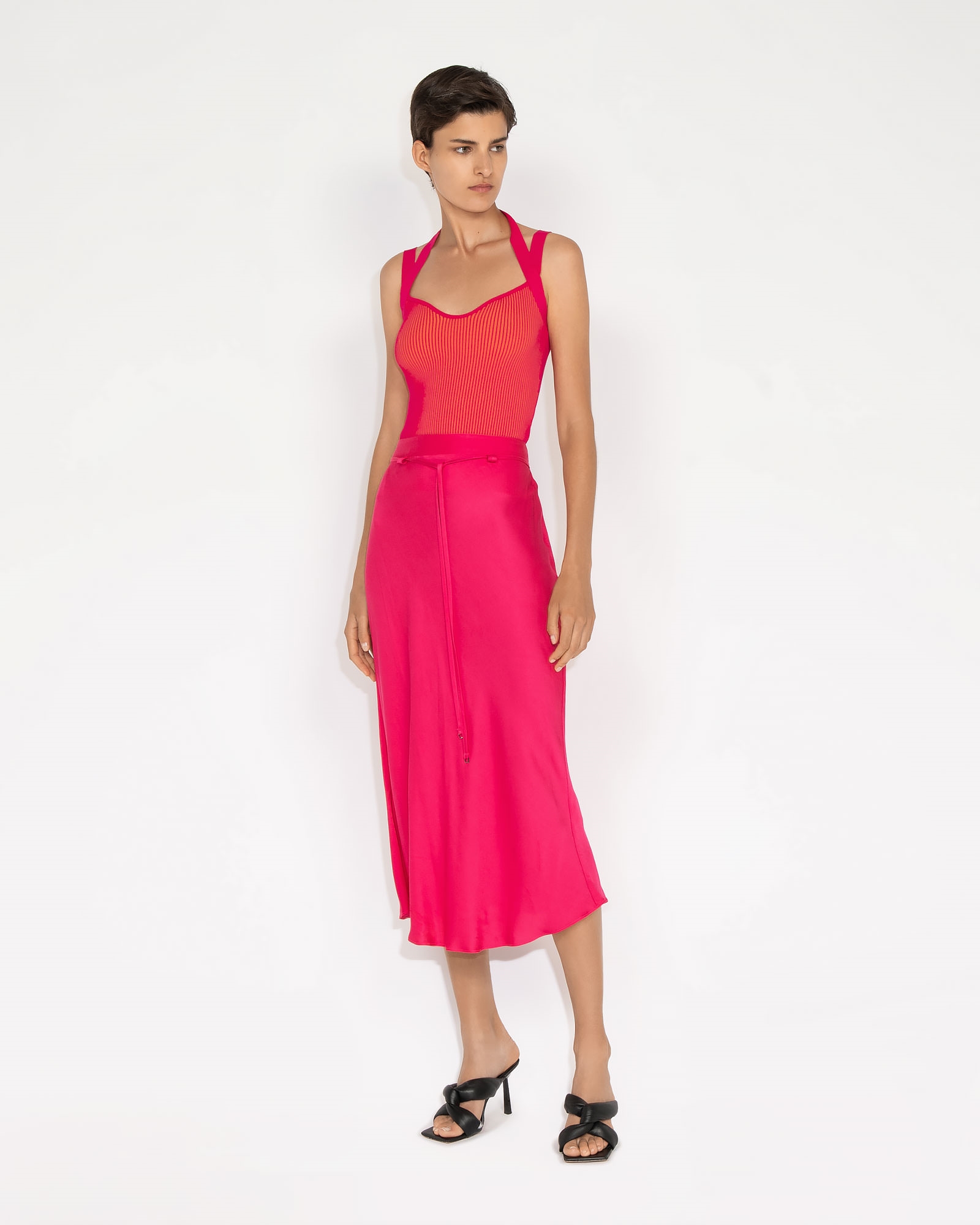 Sale | Bias Midi Skirt | 519 Hot Pink