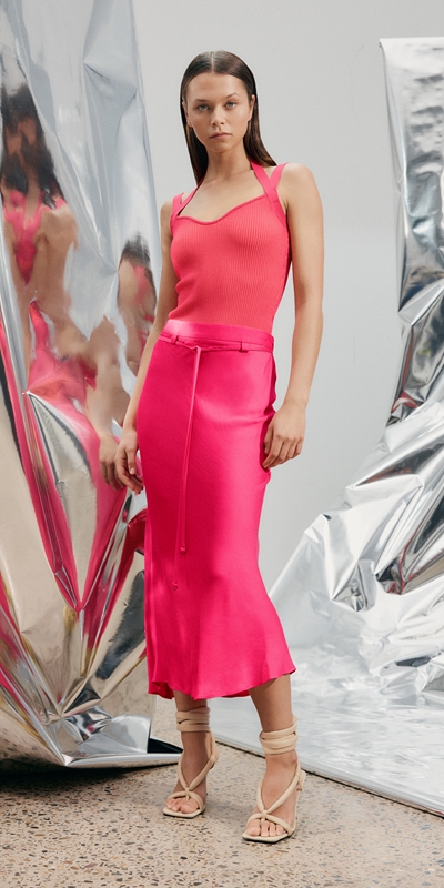 Sale  | Bias Midi Skirt | 519 Hot Pink