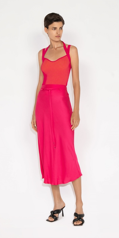 Made in Australia | Bias Midi Skirt | 519 Hot Pink