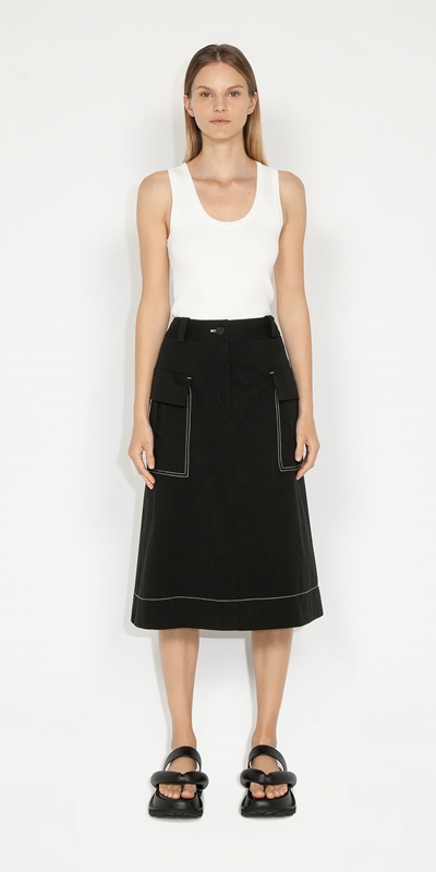 Skirts | Utility Midi Skirt | 990 Black