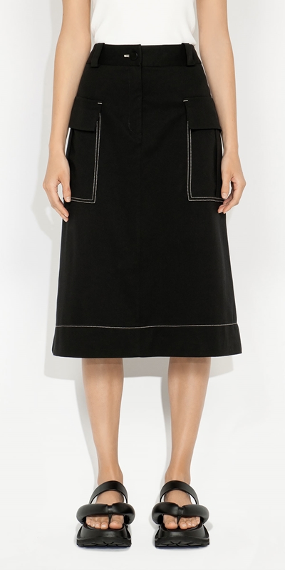 Skirts  | Utility Midi Skirt | 990 Black