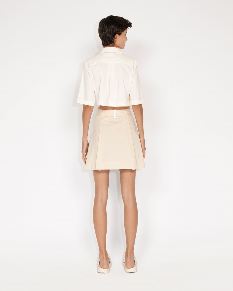 Sale  | Cotton Twill Pleat Front Skirt | 129 Sand