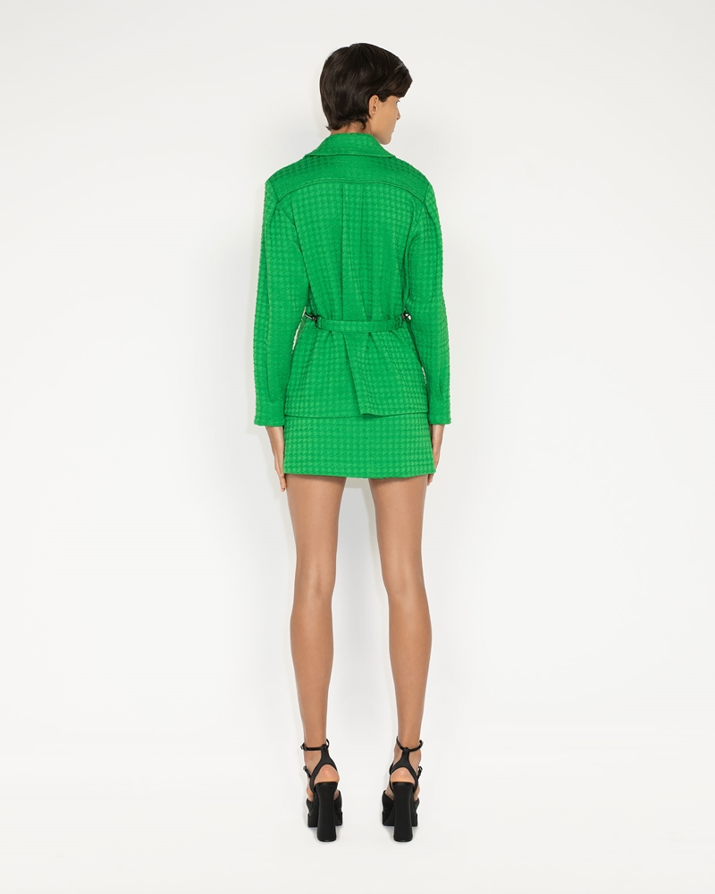 Sale  | Houndstooth Tweed Mini Skirt | 328 Vibrant Green