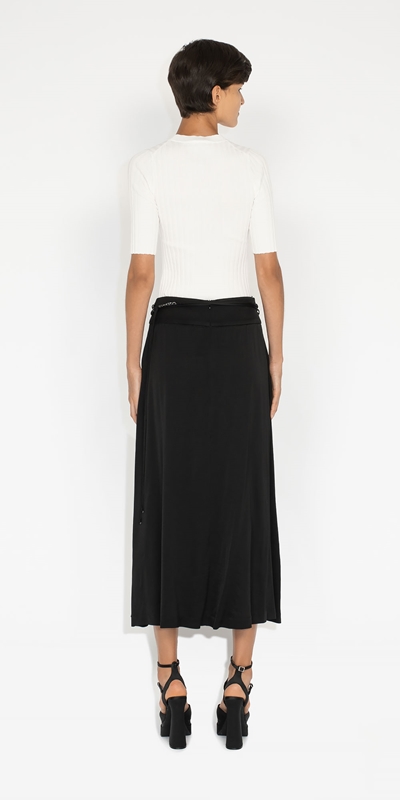 Skirts | Viscose Midi Wrap Skirt | 990 Black