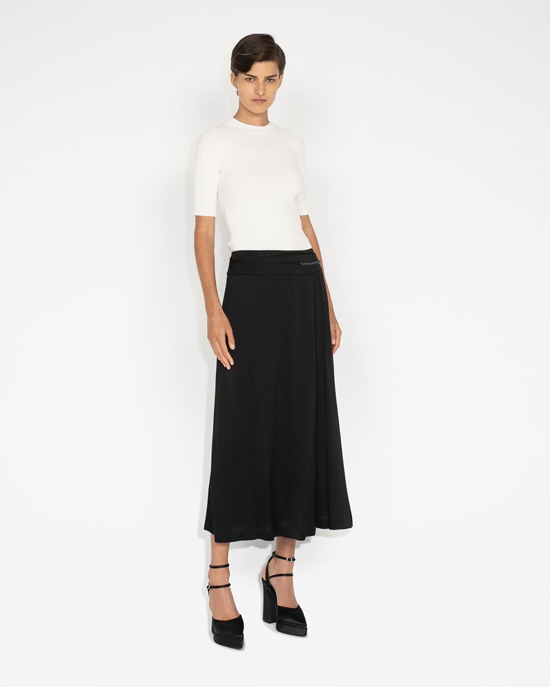 Sale | Viscose Midi Wrap Skirt | 990 Black