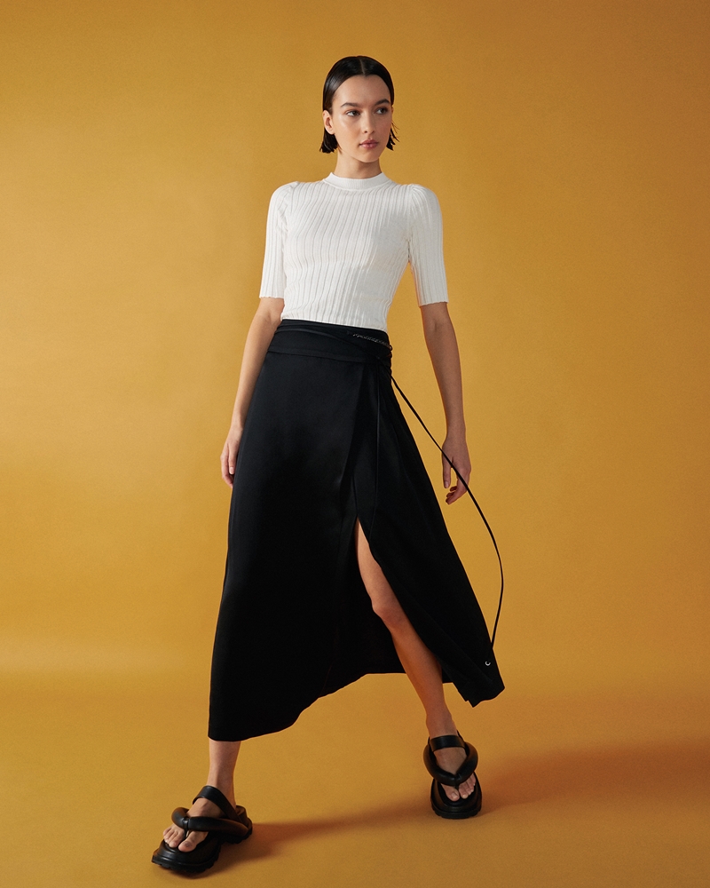 Skirts  | Viscose Midi Wrap Skirt | 990 Black