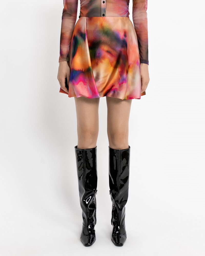 Skirts | Watercolour Mini Skirt | 691 Mulberry