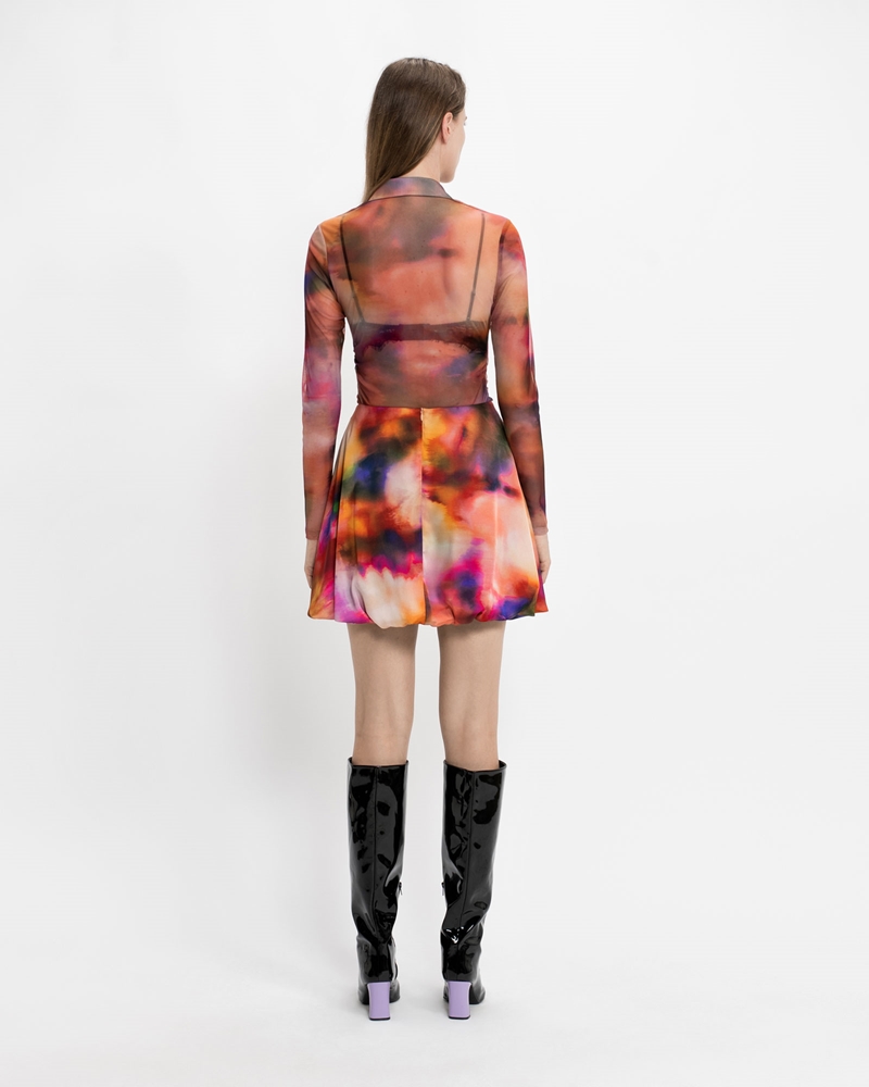 Skirts  | Watercolour Mini Skirt | 691 Mulberry