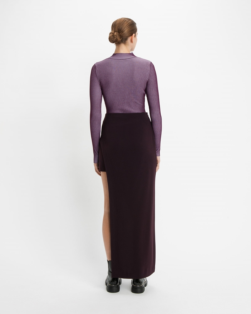 Skirts  | Asymmetric Layered Skirt | 696 Black Cherry