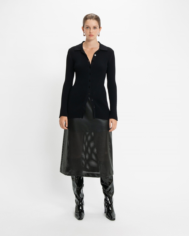 | Vegan Leather Midi Skirt