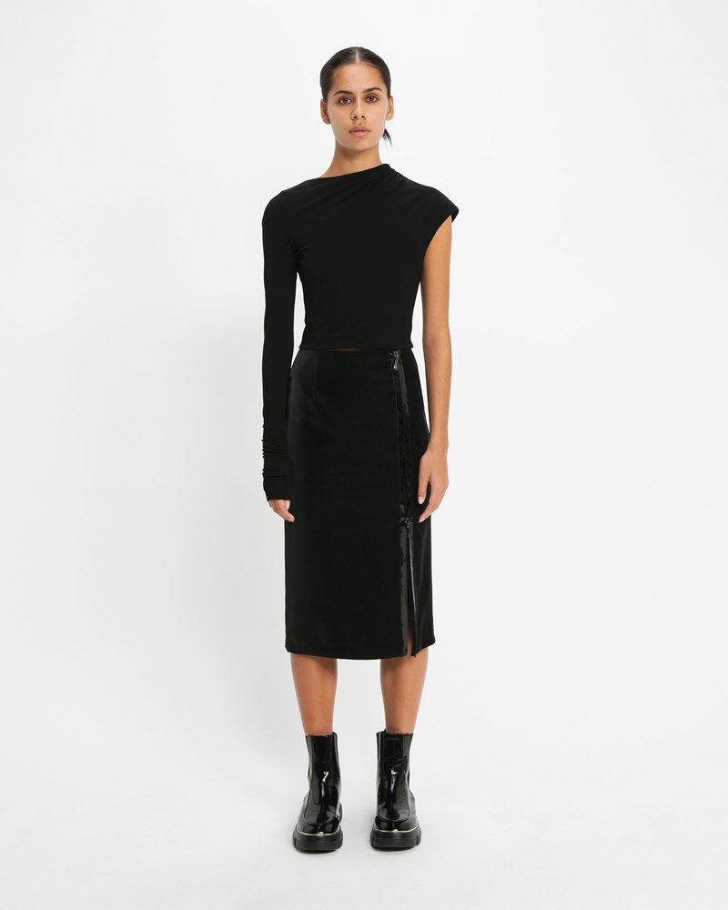 Skirts | Lustrous Black Pencil Skirt | 990 Black