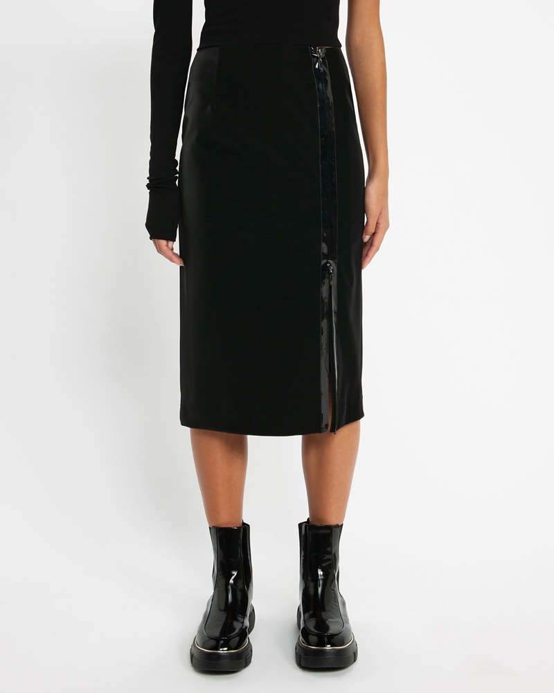 Skirts | Stretch Velveteen Pencil Skirt | 990 Black