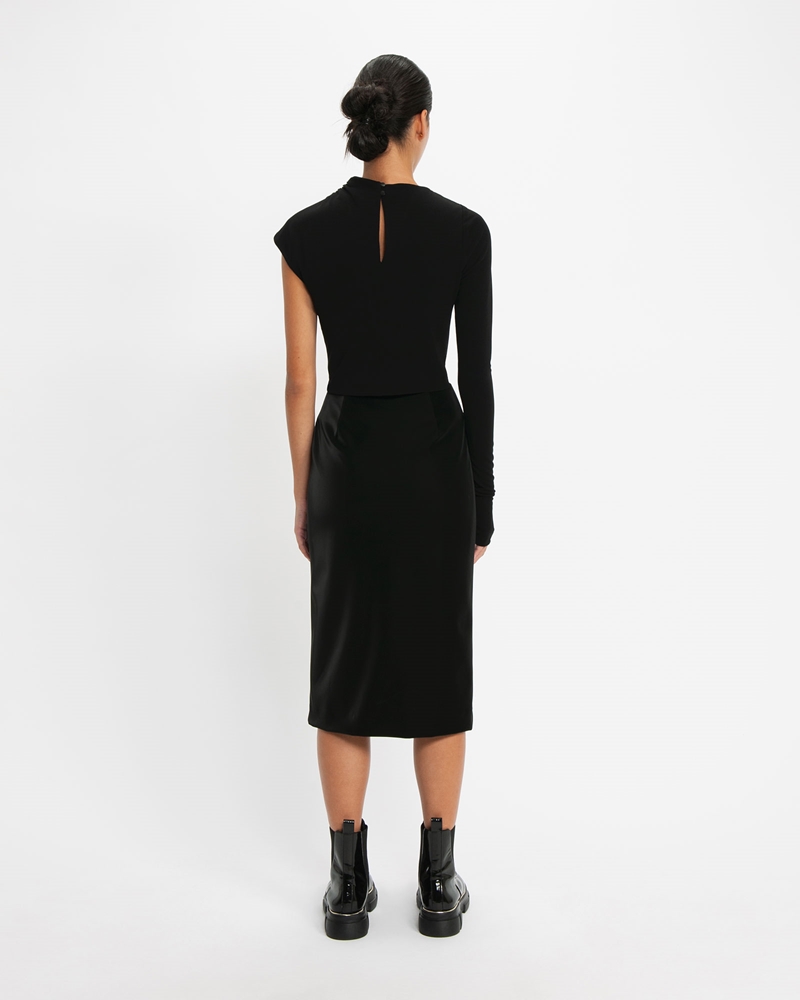 Skirts  | Stretch Velveteen Pencil Skirt | 990 Black