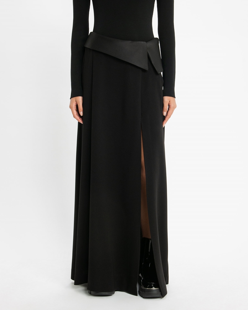 Skirts | Folded Tuxedo Maxi Skirt | 990 Black