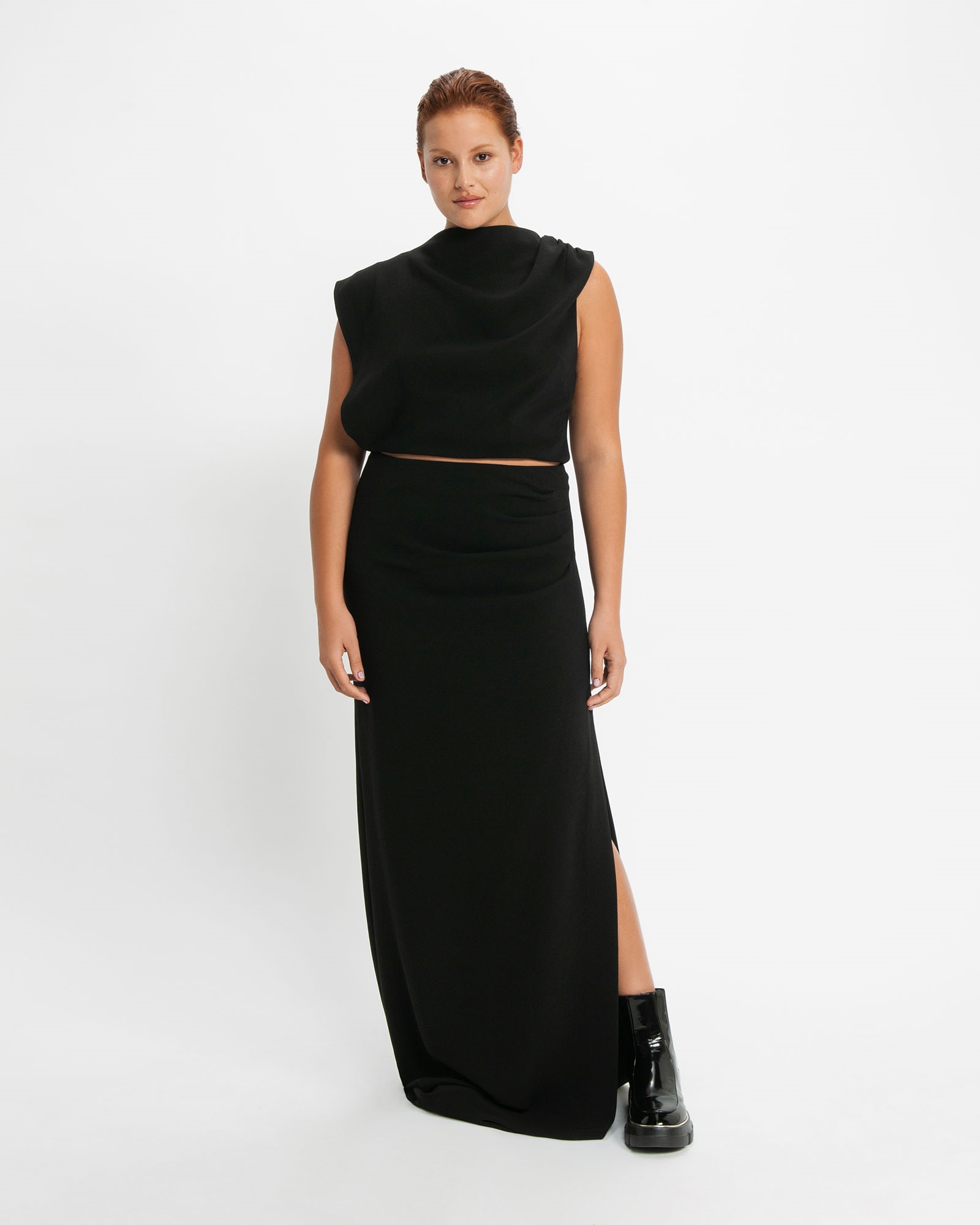 Skirts | Draped Asymmetric Maxi Skirt | 990 Black