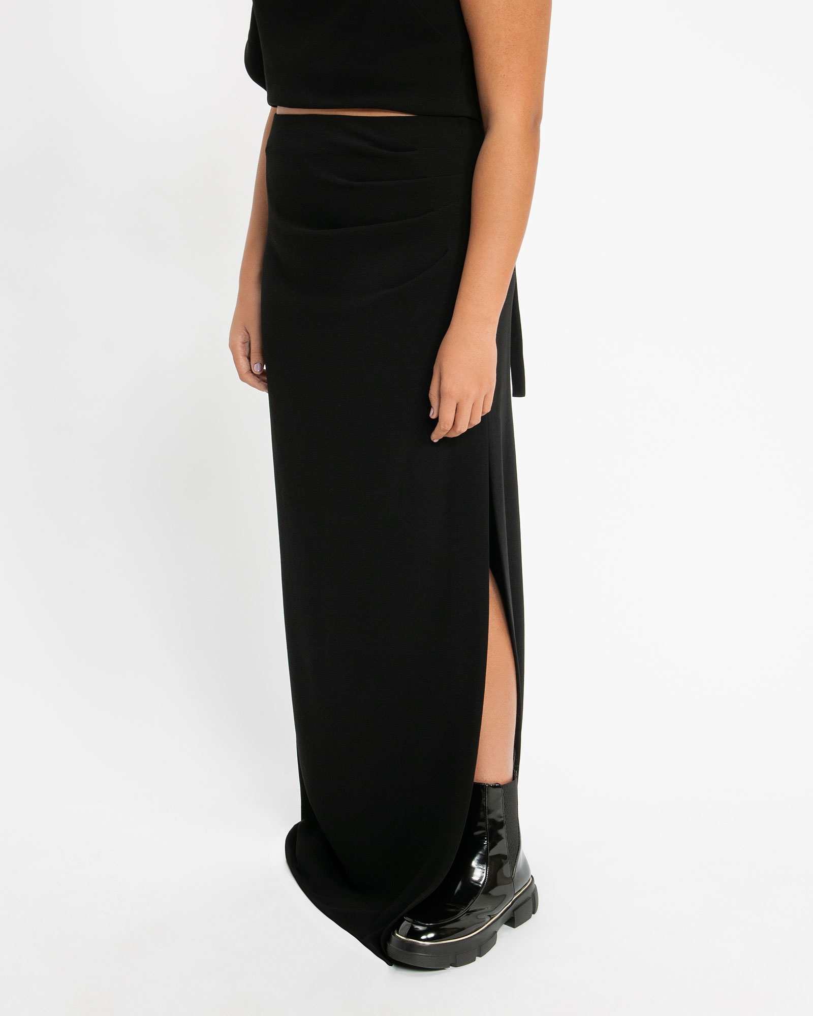 Skirts  | Draped Asymmetric Maxi Skirt | 990 Black