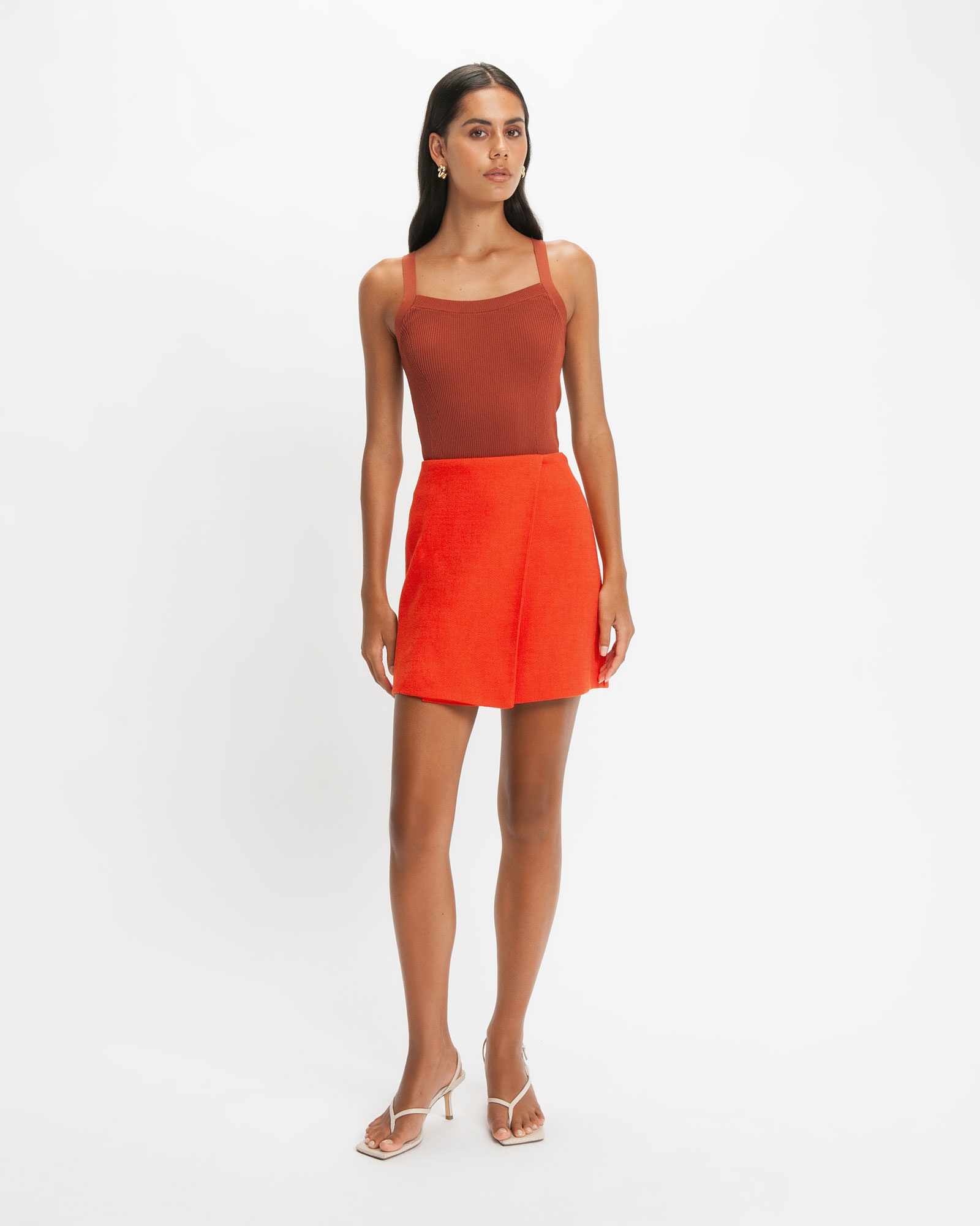 Sale | Tailored Mini Skirt | 662 Tomato