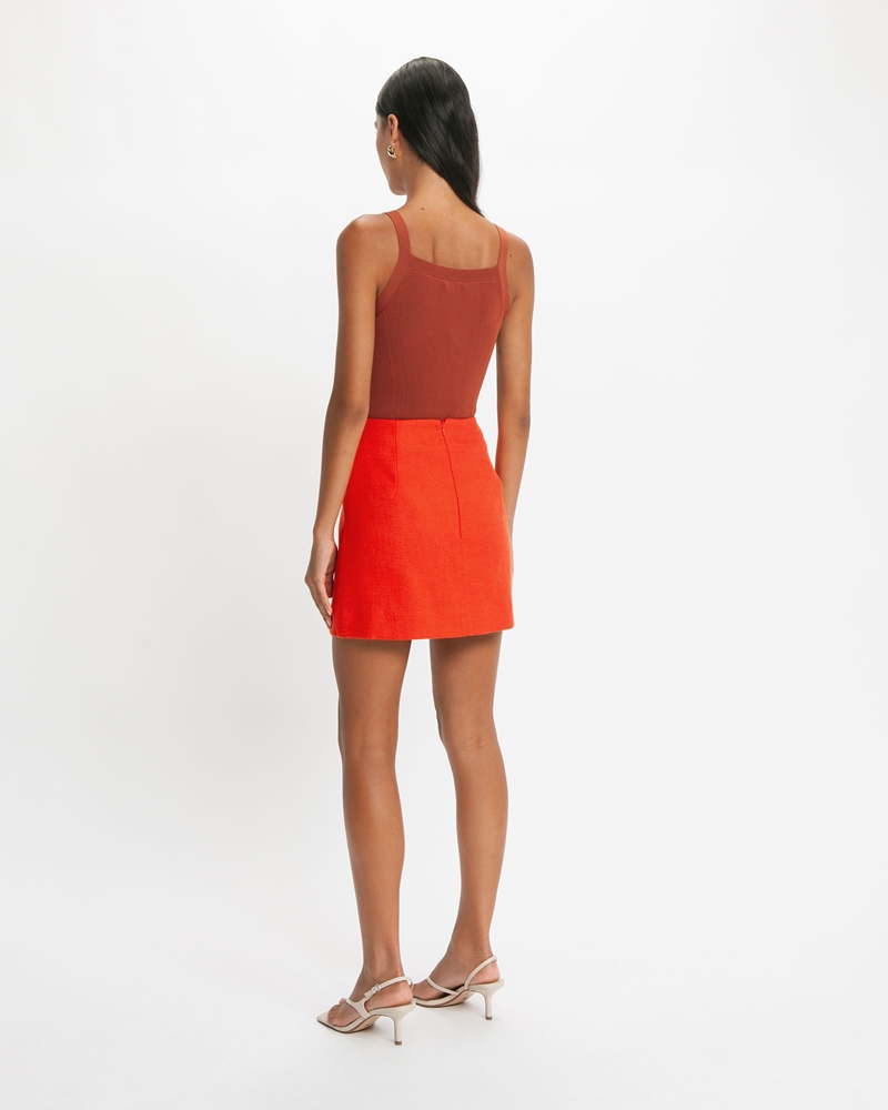 Skirts  | Tailored Mini Skirt | 662 Tomato