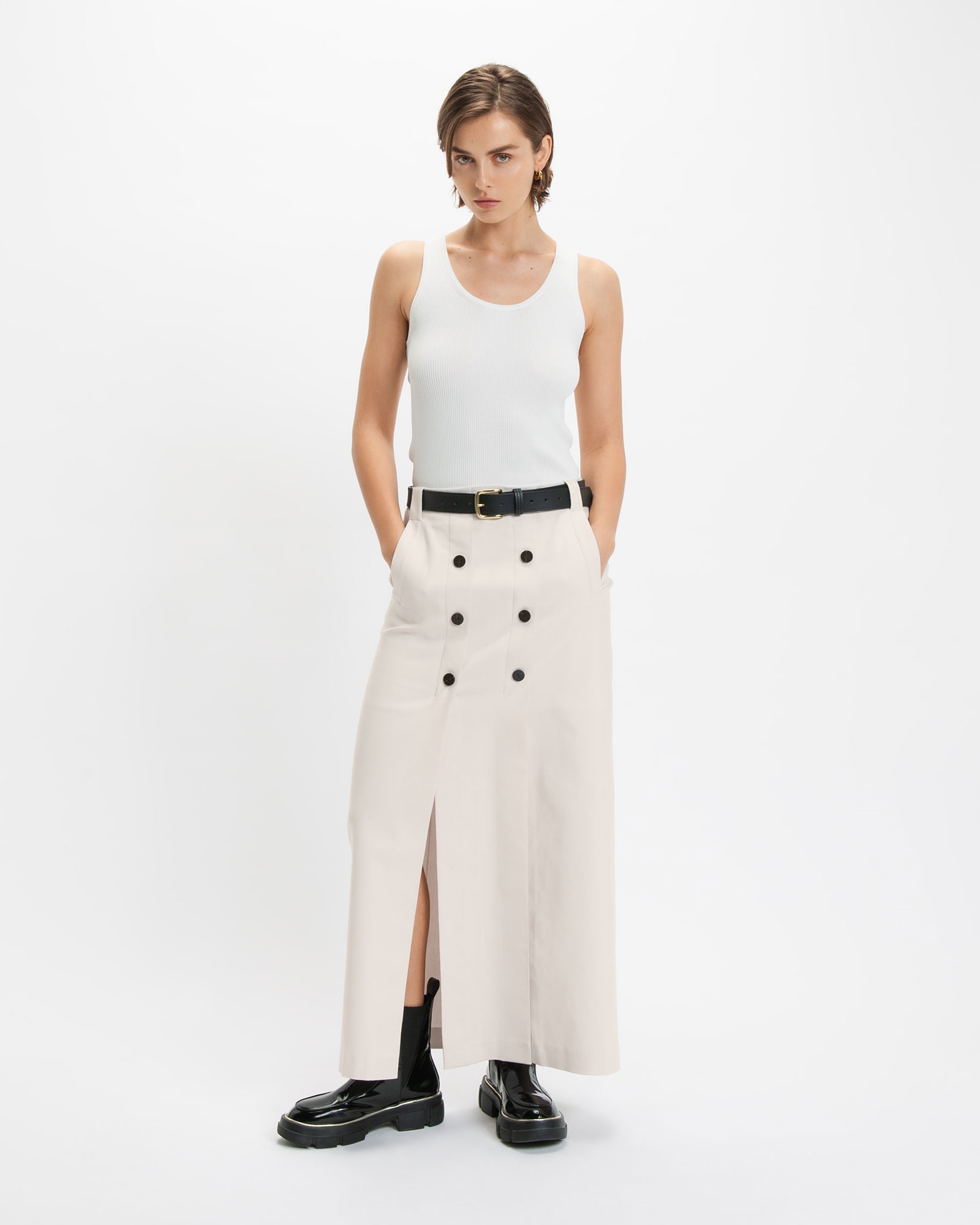 Skirts | Button Midi Skirt | 113 Shell