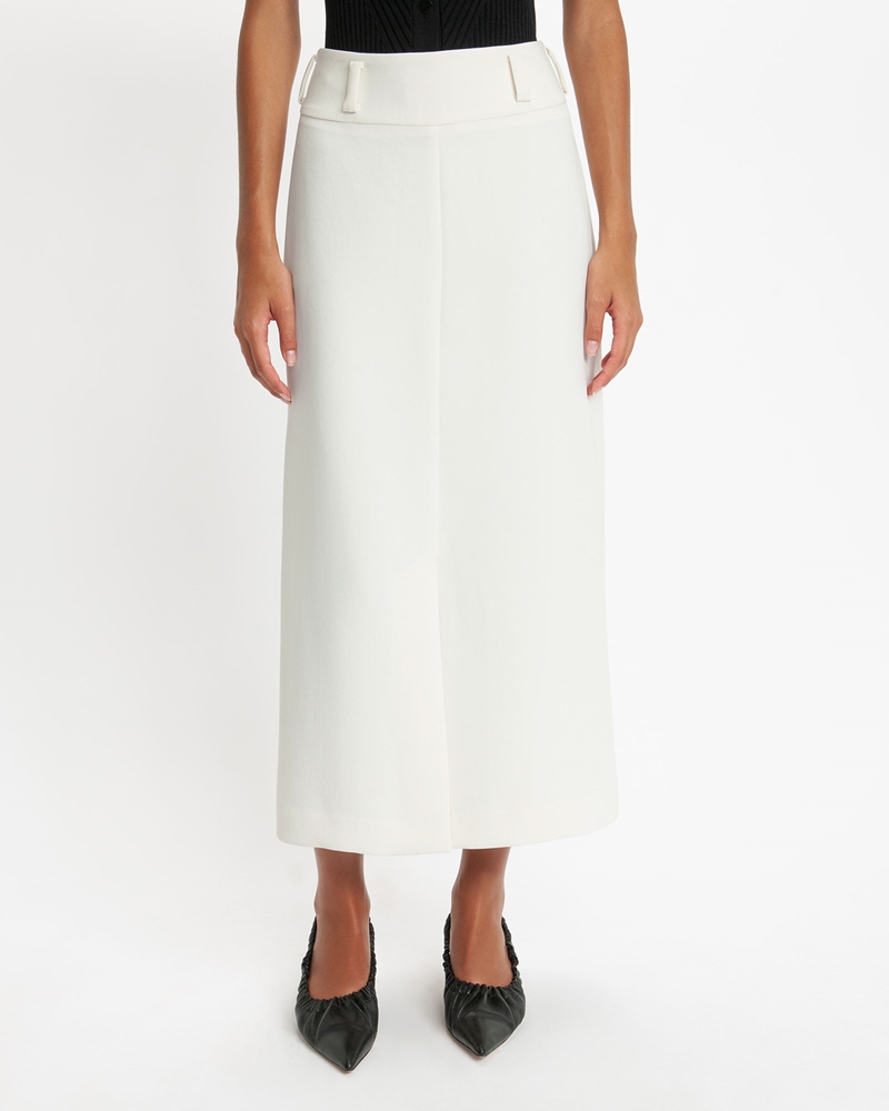 Skirts | Ivory Twill Column Skirt | 103 Ivory