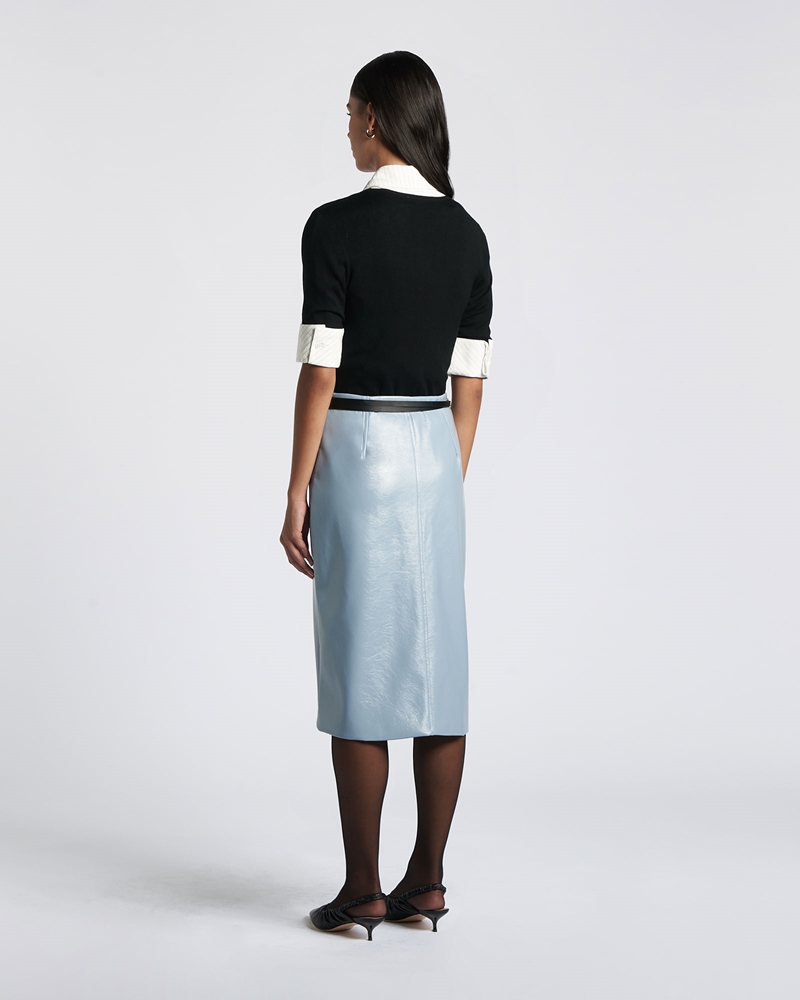 Skirts  | Crushed Vinyl Midi Skirt | 943 Slate