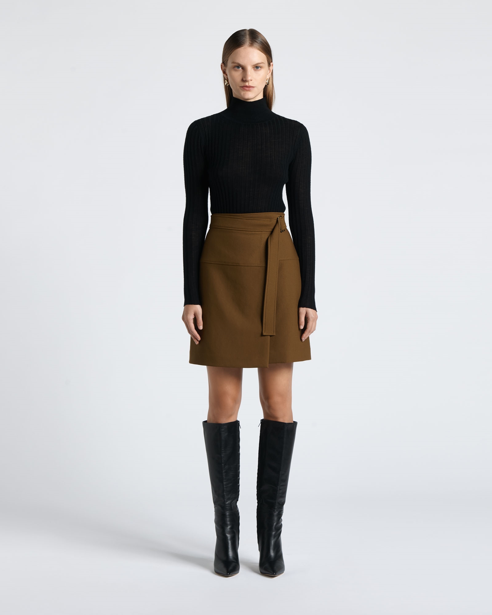 Wear to Work | Belted A-Line Mini Skirt | 849 Nutmeg